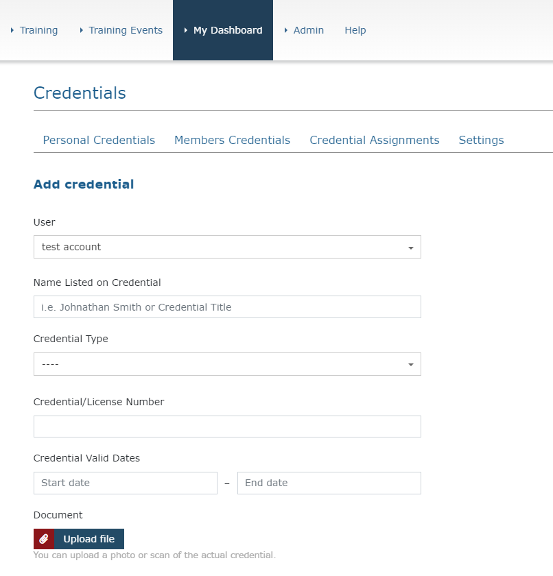 how can i add my individual credential